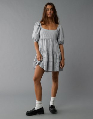 AE Puff Sleeve Tiered Babydoll Mini Dress