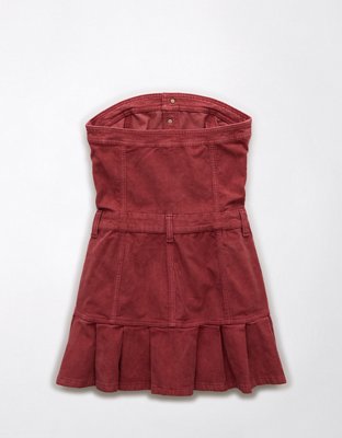 AE Strapless Drop Waist Corduroy Mini Dress