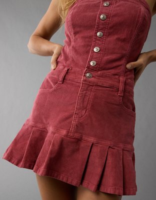 AE Strapless Drop Waist Corduroy Mini Dress