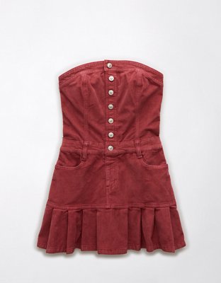 AE Strapless Drop Waist Corduroy Mini Dress