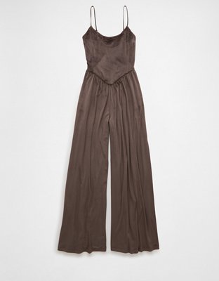 AE Velvet V-Waist Wide-Leg Jumpsuit