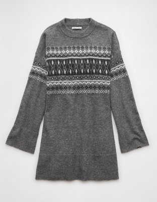 AE Crew Neck Fair Isle Sweater Mini Dress