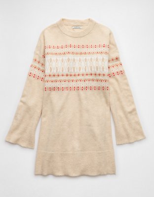 AE Crew Neck Fair Isle Sweater Mini Dress