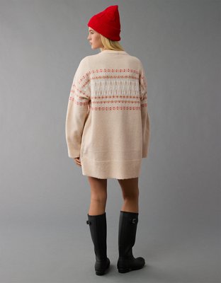 AE Crew Neck Fair Isle Sweater Mini Dress