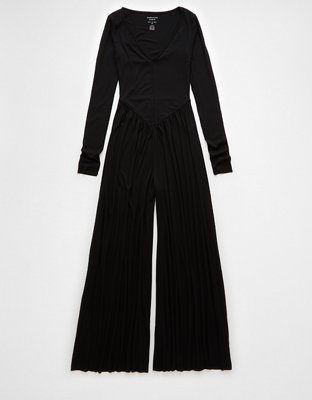AE Soft & Sexy Long-Sleeve V-Neck Jumpsuit | American Eagle