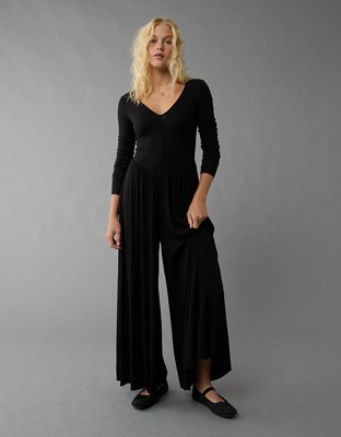 AE Soft & Sexy Long-Sleeve V-Neck Jumpsuit