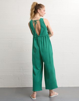 マイラン　MYLAN V-Neck Jumpsuit | Mint LWN Mint Green Cotton Jumpsuit Selected by The Curatorial Dept