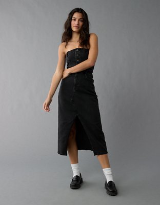 Robe mi-longue à bustier tubulaire en denim AE