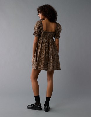 Женские платья American Eagle AE Leopard Puff Sleeve Babydoll Mini Dress — фото 2