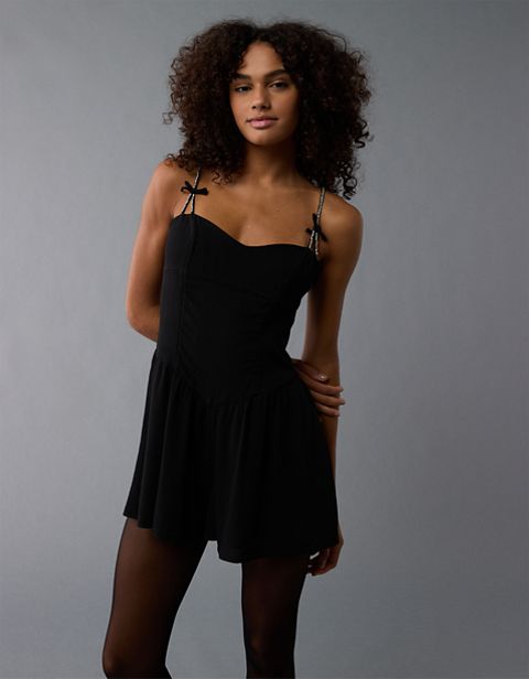 American Eagle AE Rhinestone Strap Romper