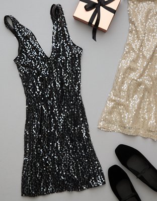 AE Sequin V-Neck Mini Slip Dress