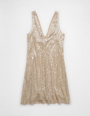 Minirobe à bretelles à encolure en V à paillettes AE