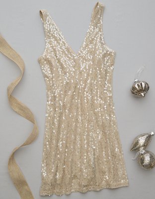 AE Sequin V-Neck Mini Slip Dress