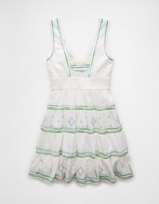 AE V-Neck Embroidered Mini Dress | AE