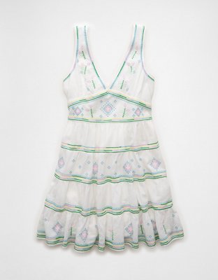 AE V-Neck Embroidered Mini Dress