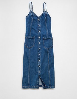 AE Denim Button-Up Midi Dress
