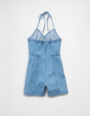 AE Halter Denim Romper