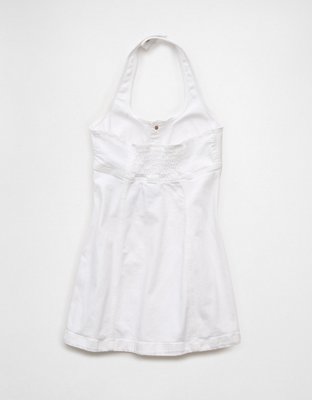 AE Denim Halter Button-Up Mini Dress