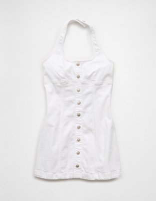 AE Denim Halter Button-Up Mini Dress