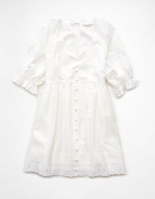 AE Puff Sleeve Embroidered Mini Dress