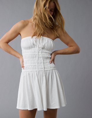 AE Sunchaser Knit Strapless Smocked Bodice Mini Dress