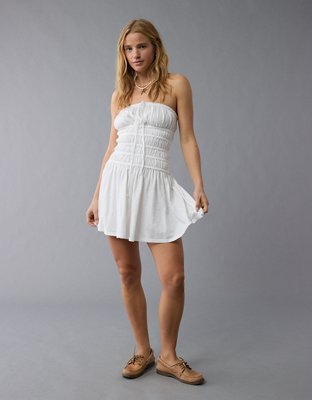 AE Sunchaser Knit Strapless Smocked Bodice Mini Dress