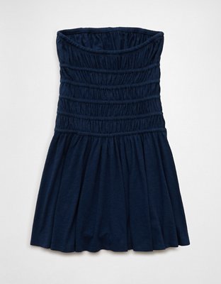 AE Sunchaser Knit Strapless Smocked Bodice Mini Dress