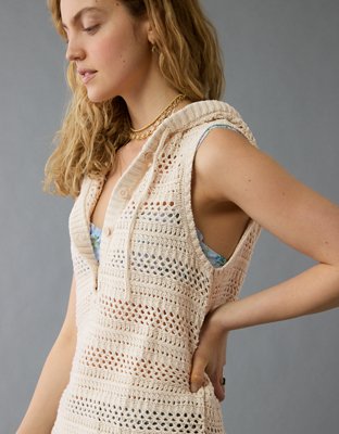 AE Crochet Hooded Mini Dress