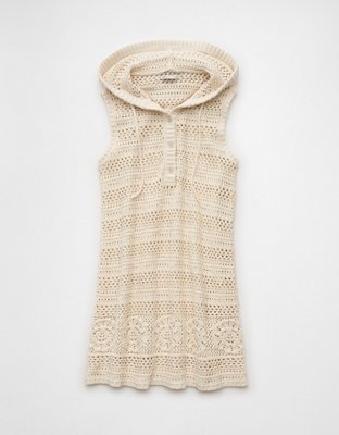 AE Crochet Hooded Mini Dress