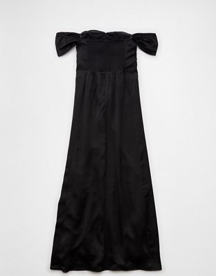 AE Maxi Vestido de Satén con Escote Corazón y Hombros Caídos