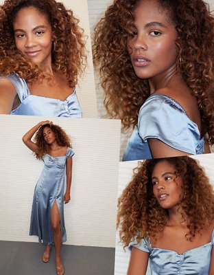 AE Satin Sweetheart Off-The-Shoulder Maxi Dress