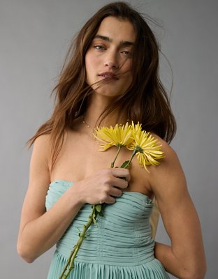 Robe très longue plissée étagée AE