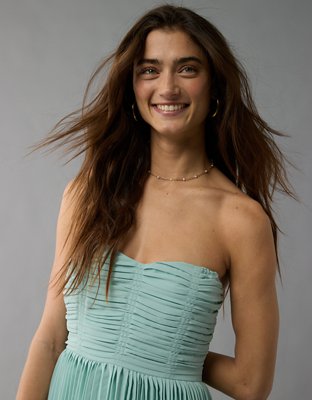 Robe très longue plissée étagée AE