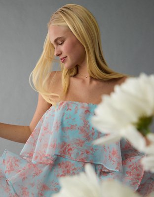 AE Strapless Ruffle Tiered Mini Dress