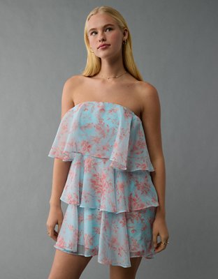 AE Strapless Ruffle Tiered Mini Dress