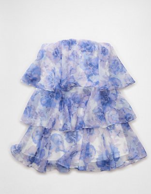 ae ruffle mini dress AE Babydoll Ruffle Strap Mini Dress Women's Berry M