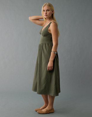 AE V-Neck Corset Midi Dress