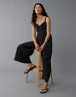 AE Tie Front V-Neck Jumpsuit