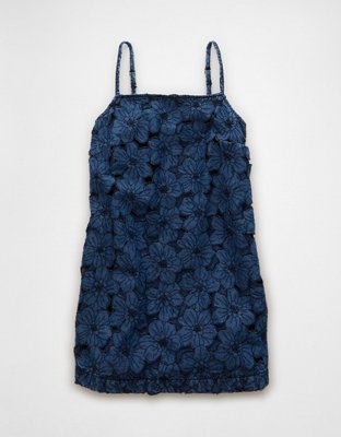 AE Floral Denim Mini Shift Dress