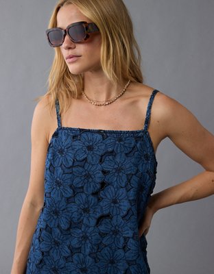 AE Floral Denim Mini Shift Dress