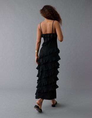 AE Asymmetrical Ruffle Maxi Slip Dress