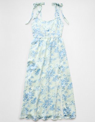 AE Corset Tie Strap Floral Midi Dress