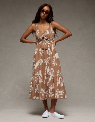 AE V-Neck Cut-Out Midi Dress