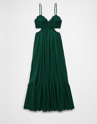 AE Scalloped V-Neck Cut-Out Midi Dress