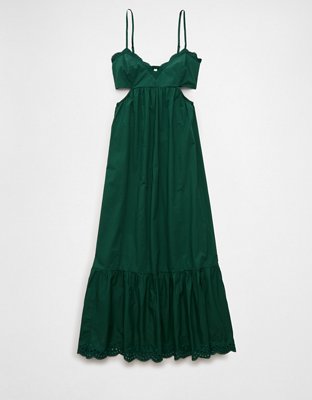 AE Scalloped V-Neck Cut-Out Midi Dress