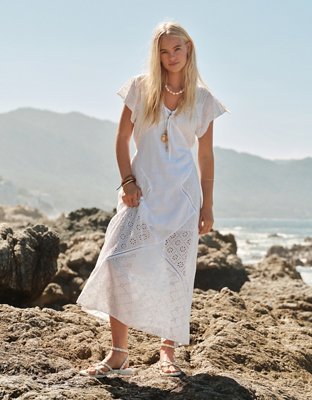 AE Flutter Sleeve Eyelet Maxi Dress