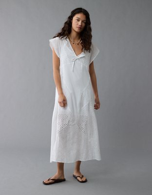 AE Flutter Sleeve Eyelet Maxi Dress
