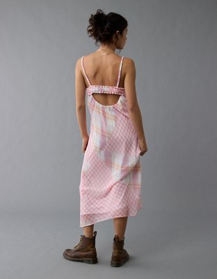 AE V-Neck Ruffle Midi Slip Dress