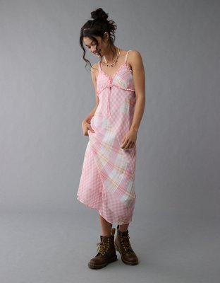 AE V-Neck Ruffle Midi Slip Dress