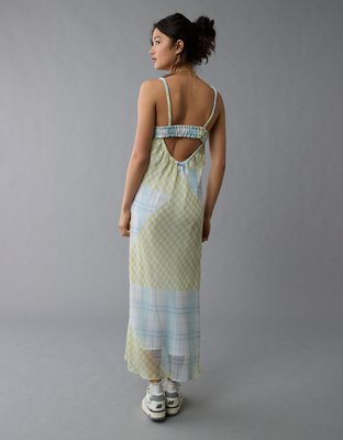 AE V-Neck Ruffle Midi Slip Dress